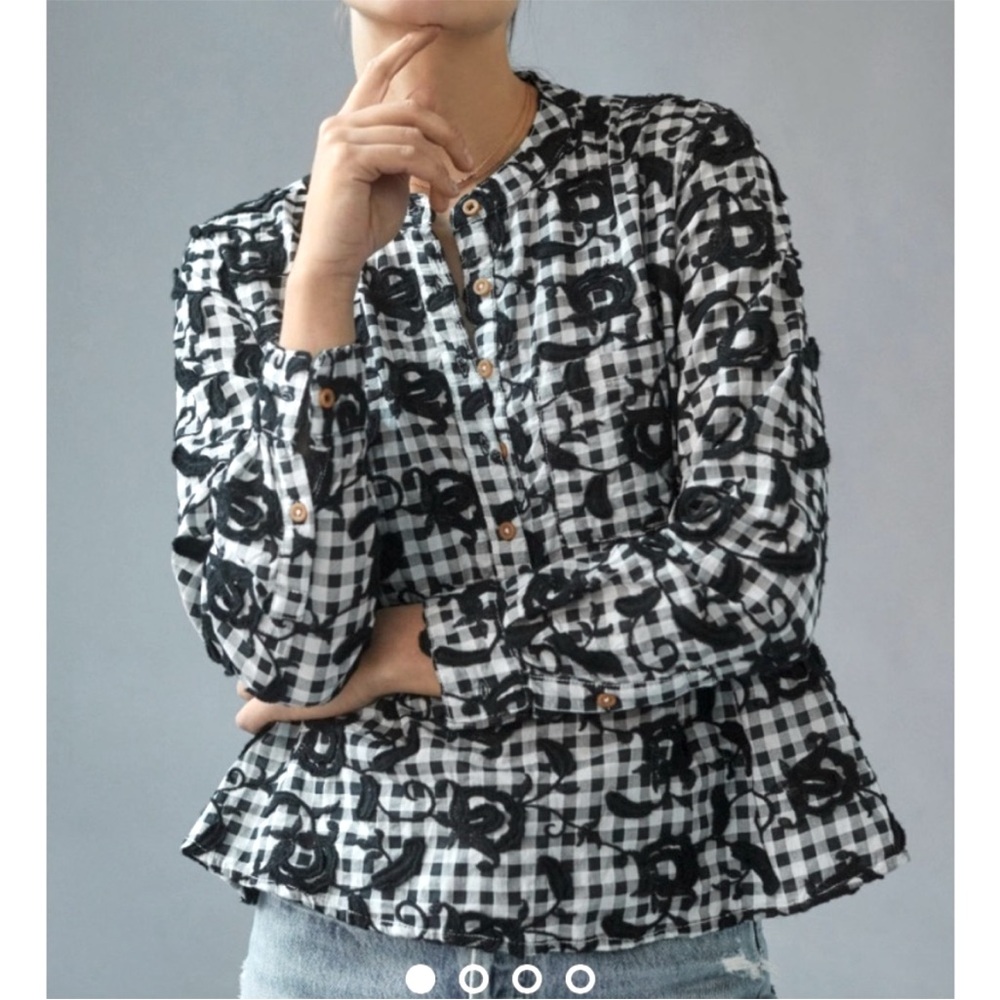 Anthropologie Black and White Button Down Shirt available in L and XLP